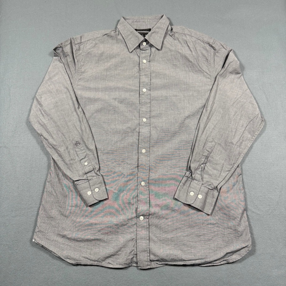 Banana Republic Mens XL Tailored Slim Fit Grey Micro Stripe Cotton Button Down
